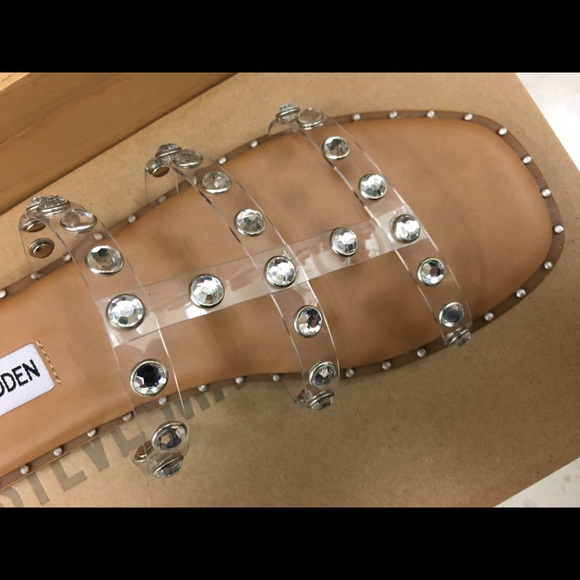 Beautiful Steve Maddens Silver Studded clear Flats - Picture 10 of 17
